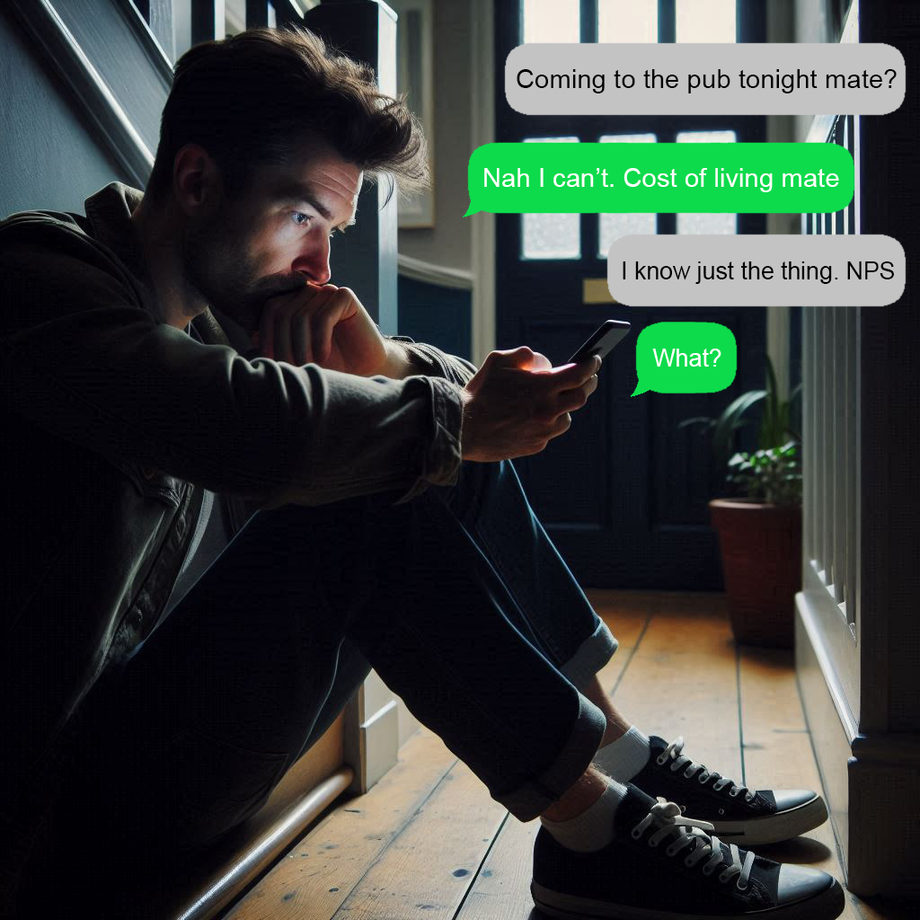 Lonely guy who cannot go to the pub